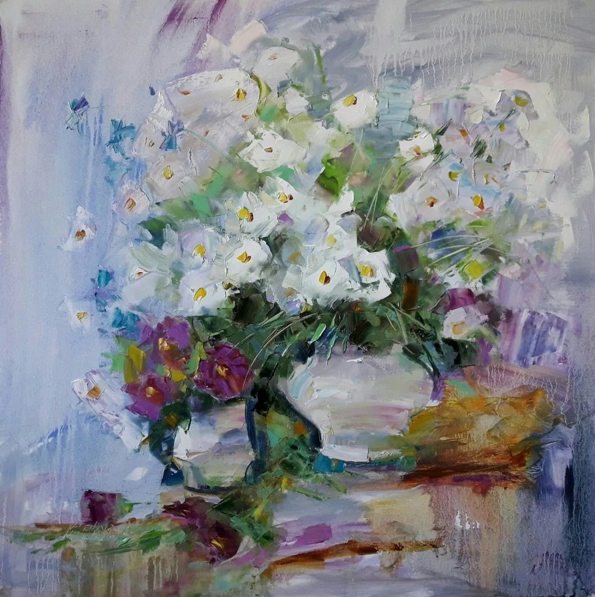 painting *Bouquet of flowers* Emotion of Freedom, artwork by Kseniya Kovalenko