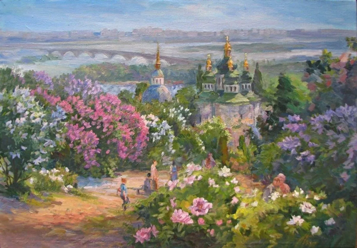 Lilas in botanical garden, artwork by Anatoliy Gorets