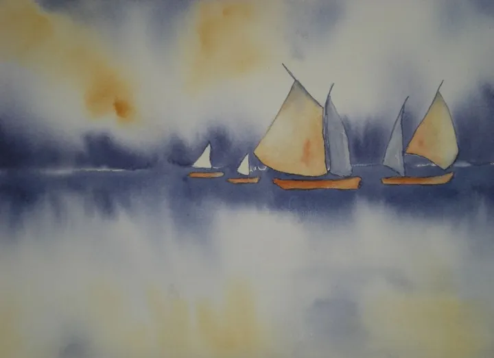 LES VOILIERS..., œuvre de Thérèse Hanot