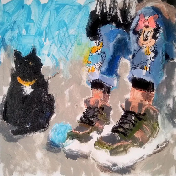 Black Cat & Minnie Mouse #3, œuvre de Valerie Lazareva