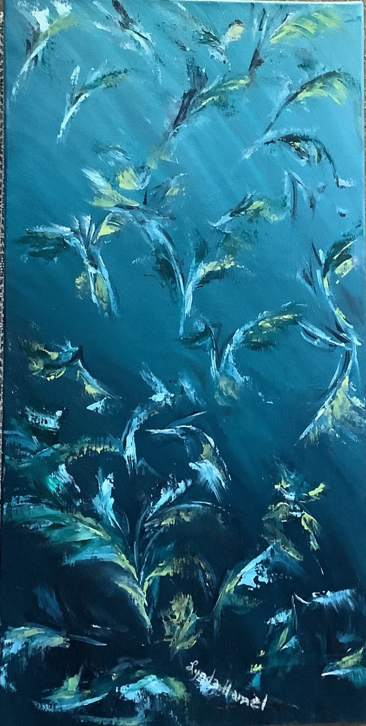 240- Virevolte les plumes joyeuses, œuvre de Lynda Hamel