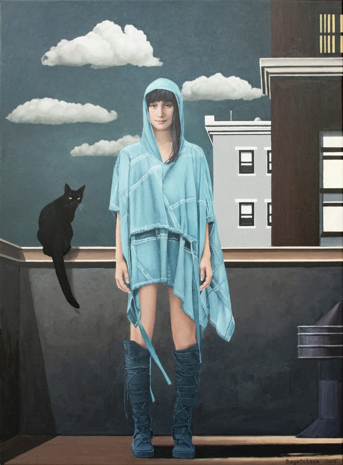 On the Roof with a Cat, œuvre de Nataliya Bagatskaya