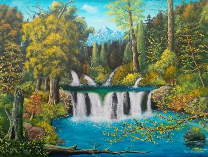 waterfall river, œuvre de Farid Sidoummou