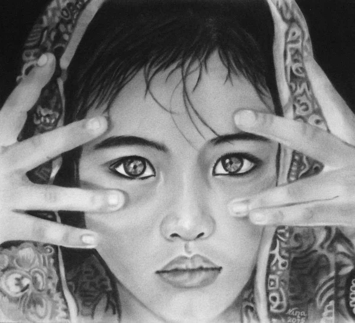 Fillette indienne, œuvre de Nina (Nadine Pillet)