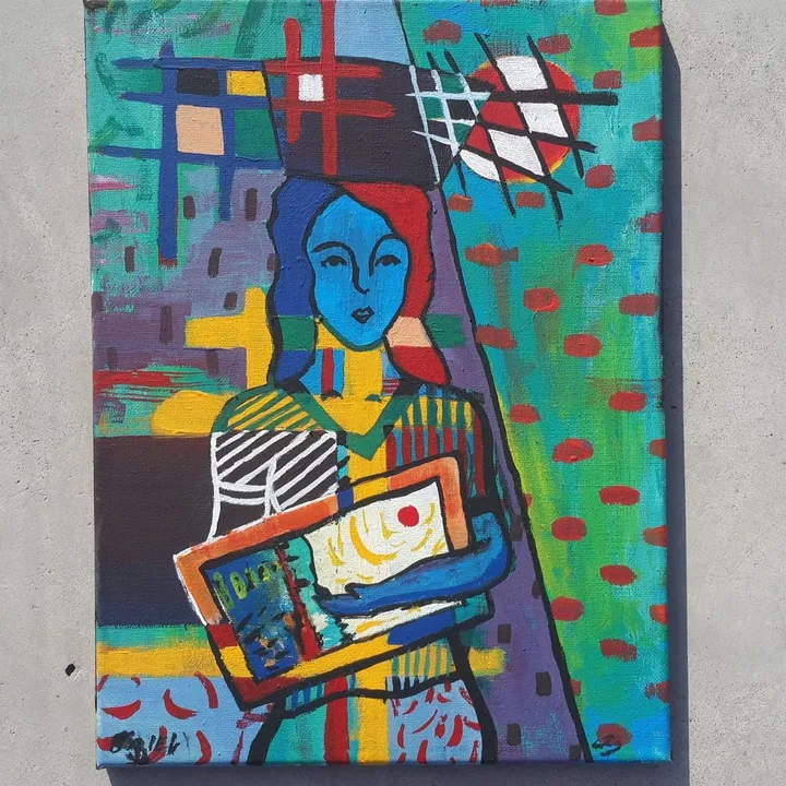Retrato, Mujer Hondureña (Azúl), œuvre de Aziel Barrientos