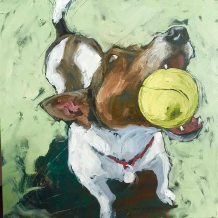 Dog and Ball, œuvre de laughing dog art studio