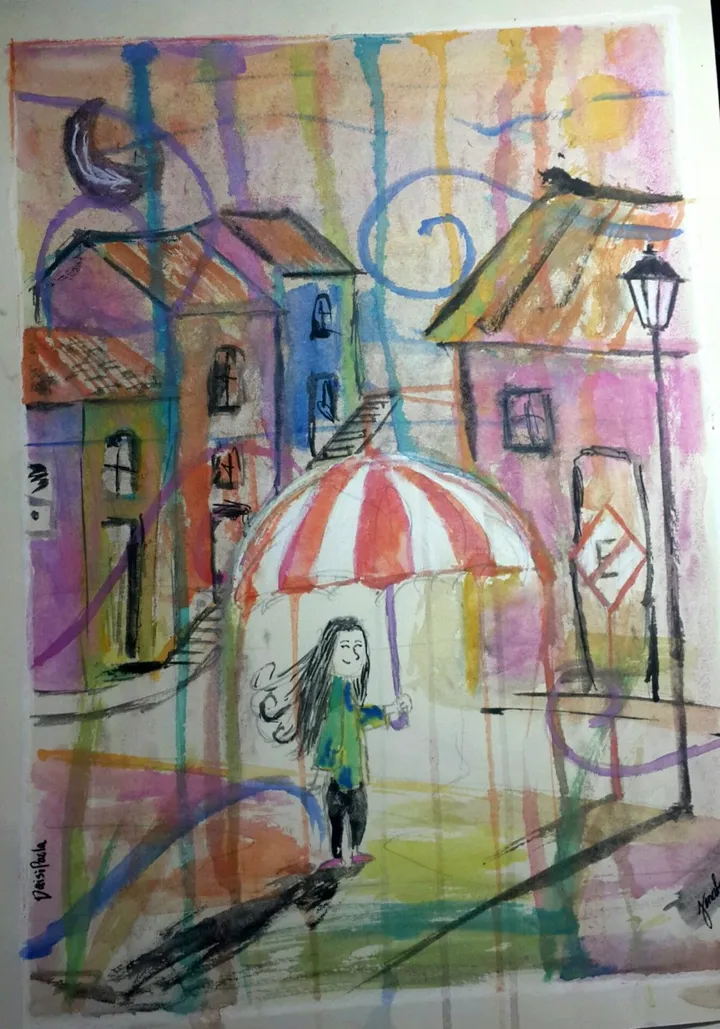 Parado en la Lluvia, artwork by Aziel Barrientos