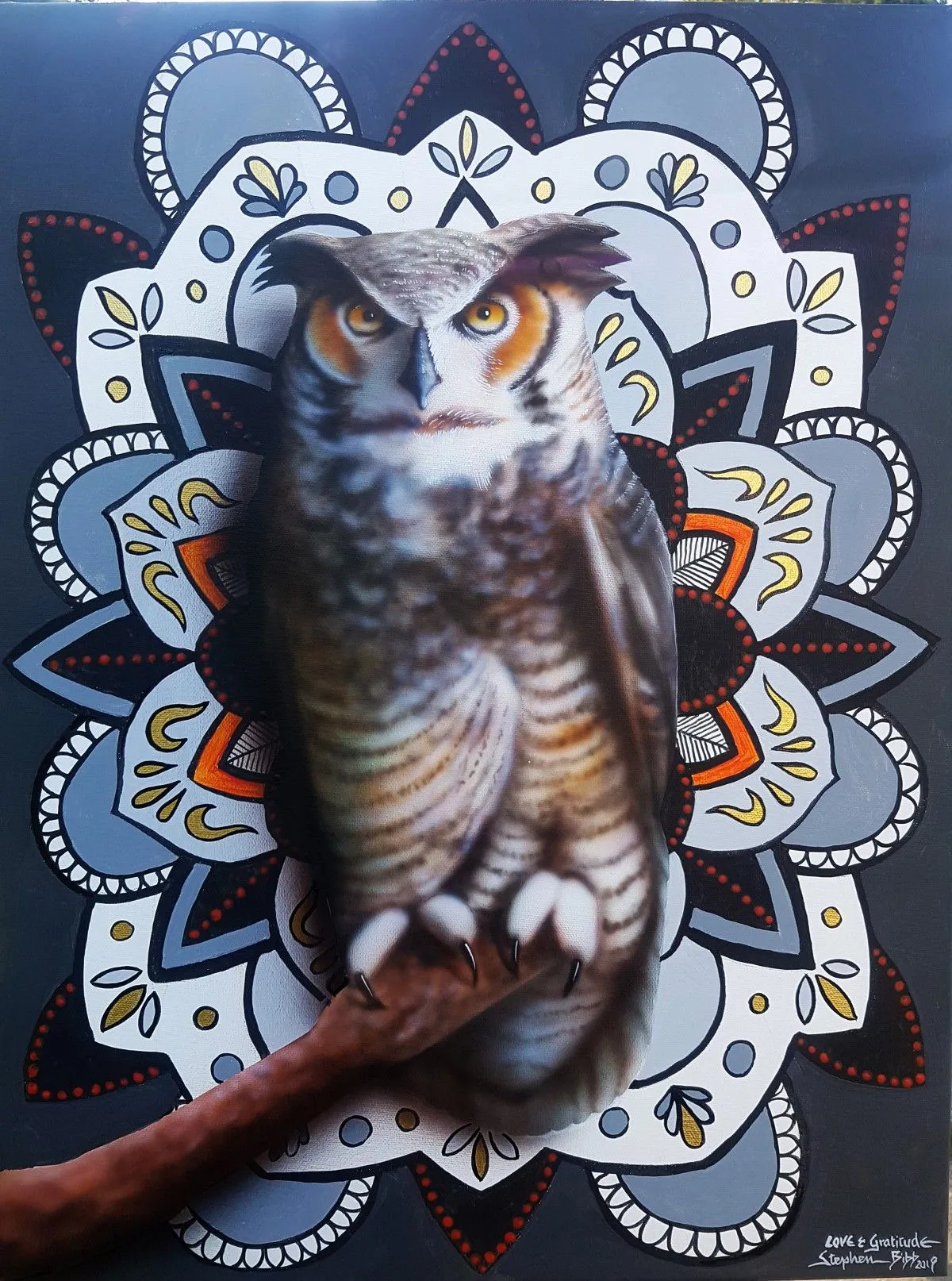 Owl Mandala 2, artwork by Stephen Bibb