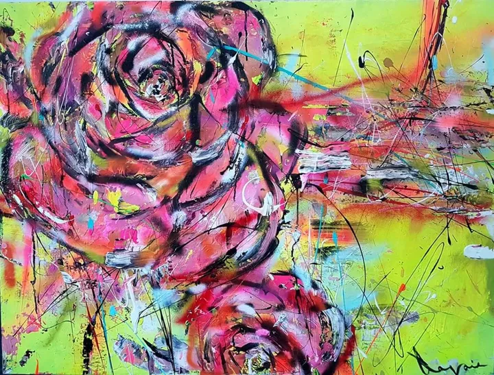 Fleur moderne dans l'abstraction, œuvre de Catherine Lavoie