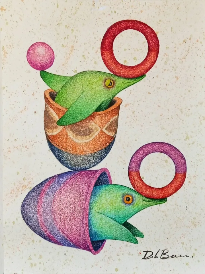 Balancing penguins, artwork by Jose Luis De la Barra Bellido