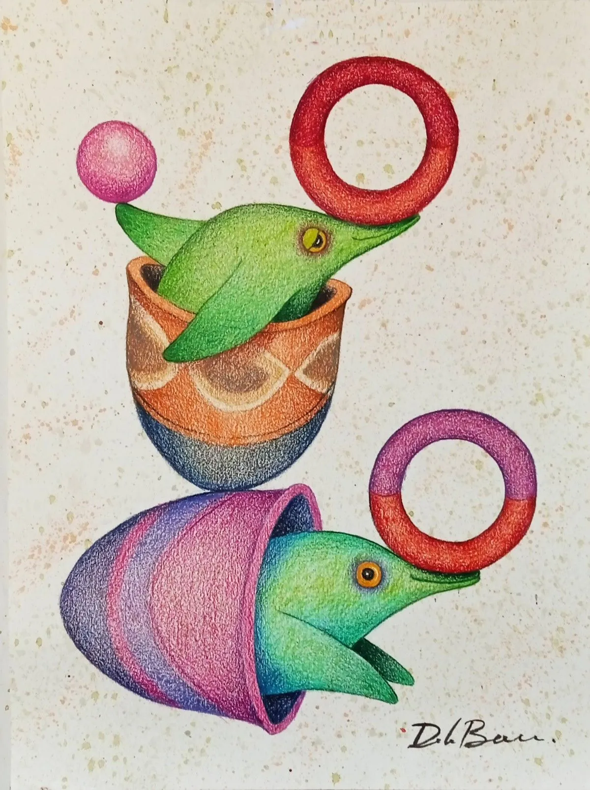 Balancing penguins, artwork by Jose Luis De la Barra Bellido