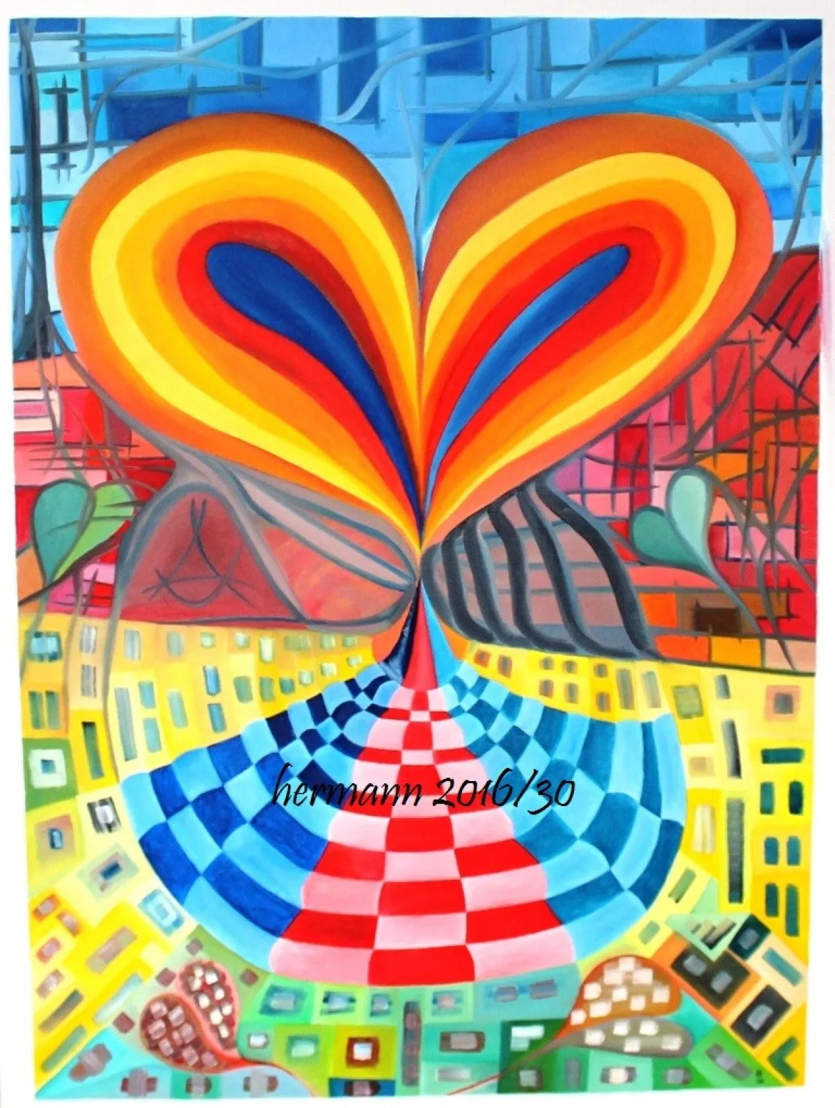 oil "Regenbogen Herz", artwork by Hansjörg Hermann