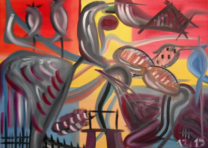 oil "nacht ohne Schlaf", œuvre de Hansjörg Hermann