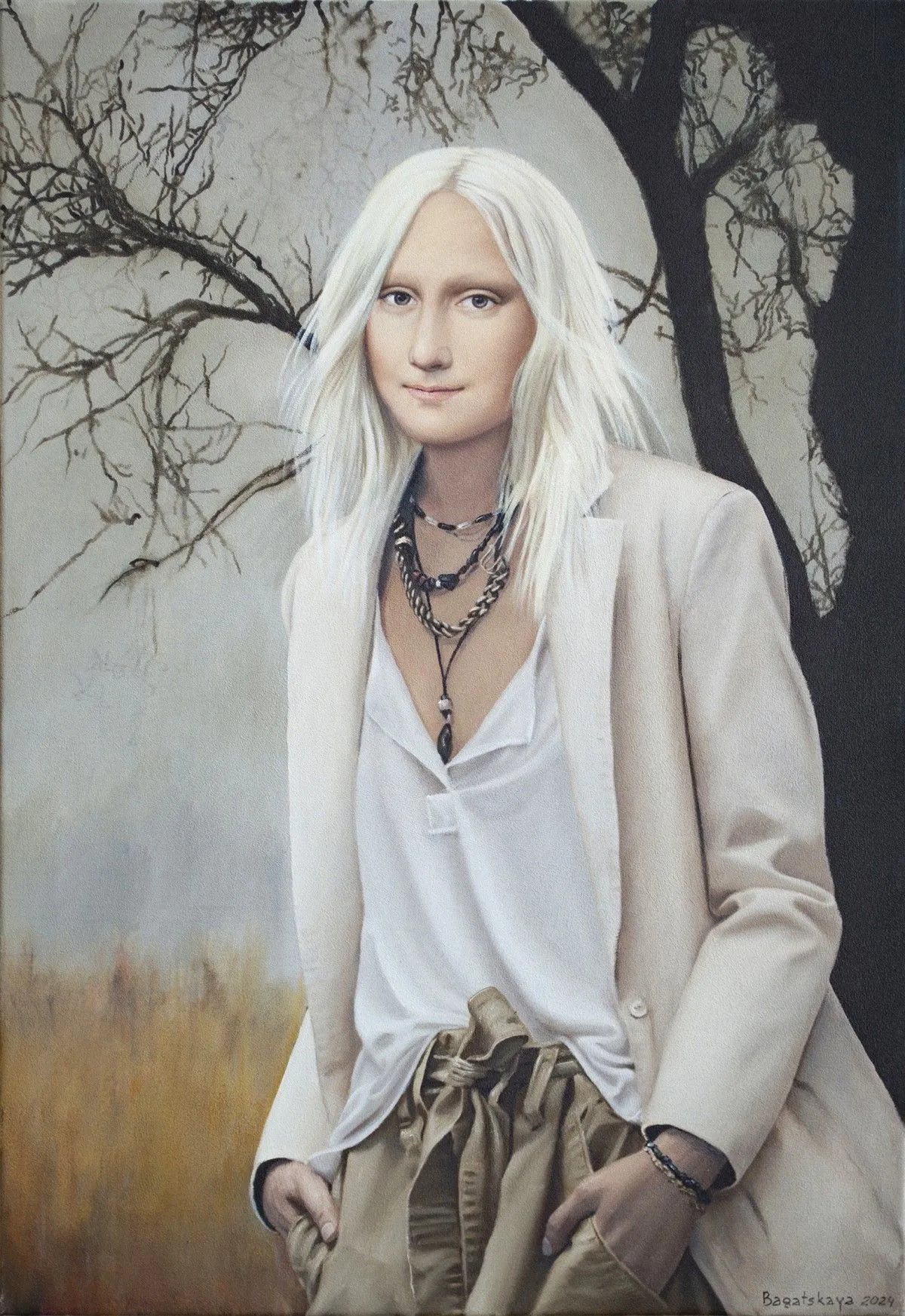 Contemporary portrait "Autumn Walk", artwork by Nataliya Bagatskaya