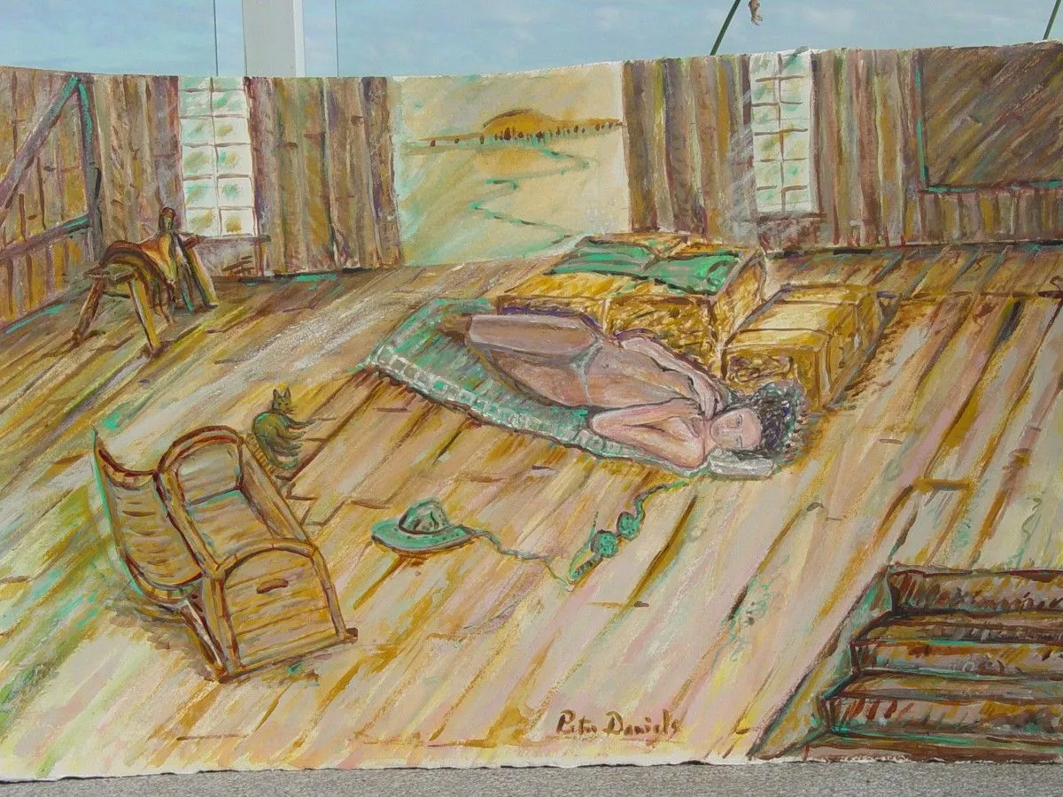 Woman in the barn., œuvre de Peter Daniels