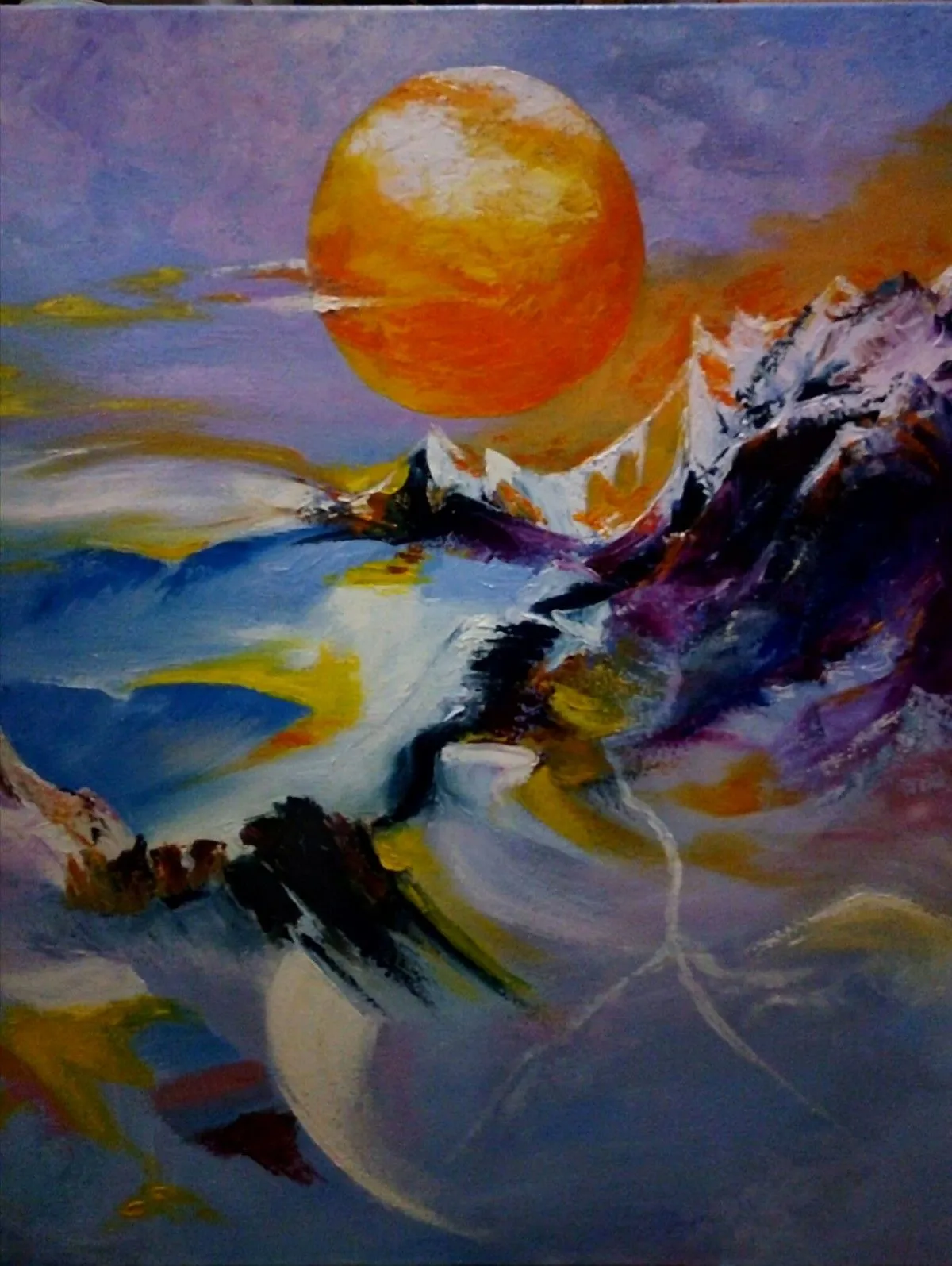 Sunset in the mountains, artwork by Valentina Lipkevichus