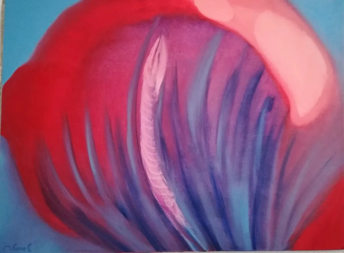 Fleur rouge piquante, artwork by Marie Rose BEAULIEU