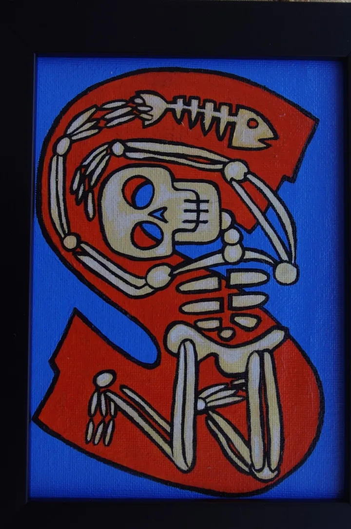 S is for Skeleton, artwork by Geoffrey Humble