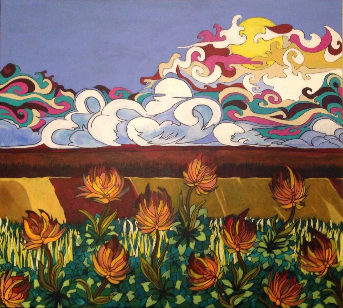 Turbulent Skies and Dancing Flowers, artwork by Claude Chapdelaine