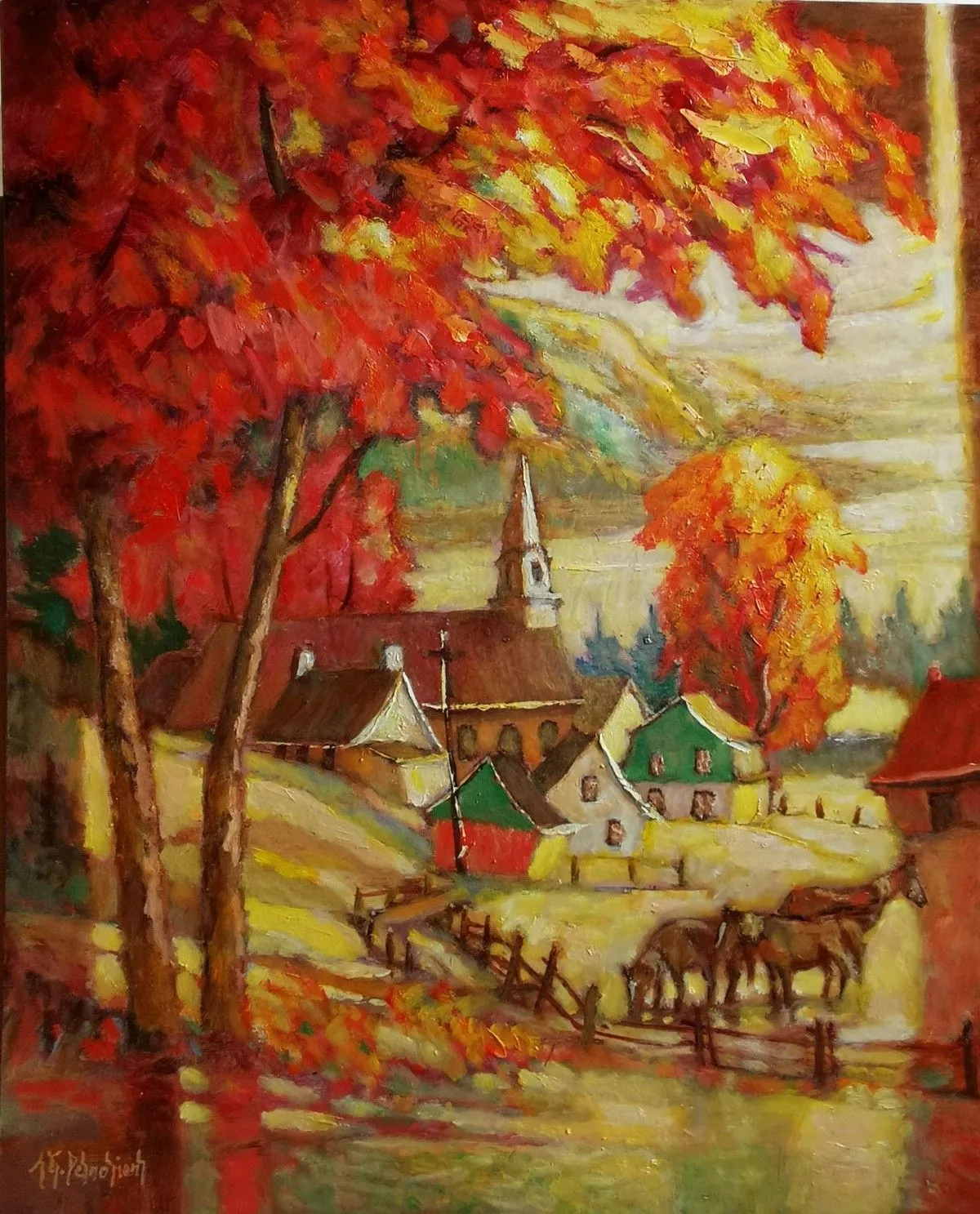 Les trois bruns, artwork by Jean-Guy Desrosiers