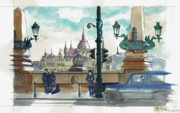 From the Margaret Bridge, artwork by Goran Martinovic