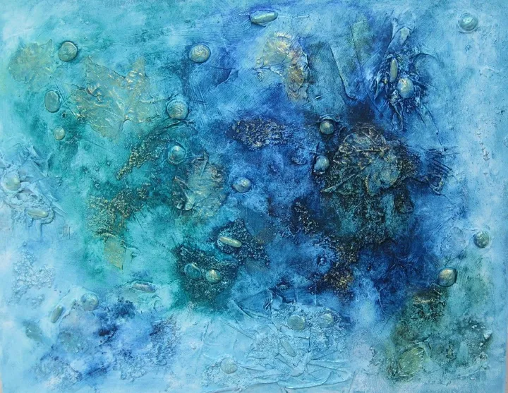 Les feuilles bleues, œuvre de sylviane marie nardini