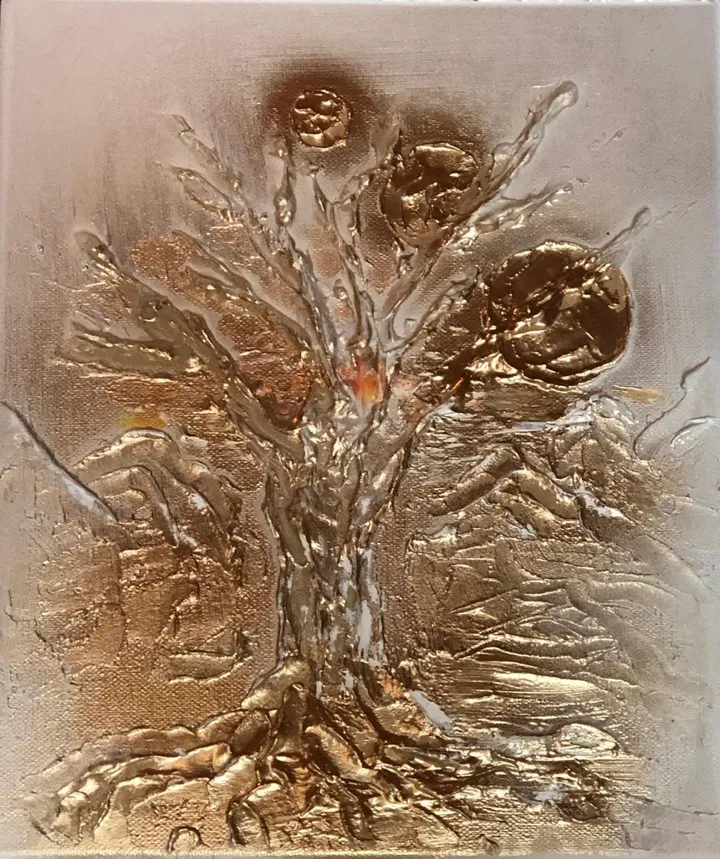 L’arbre cathédrale et les trois lunes, œuvre de sylviane marie nardini