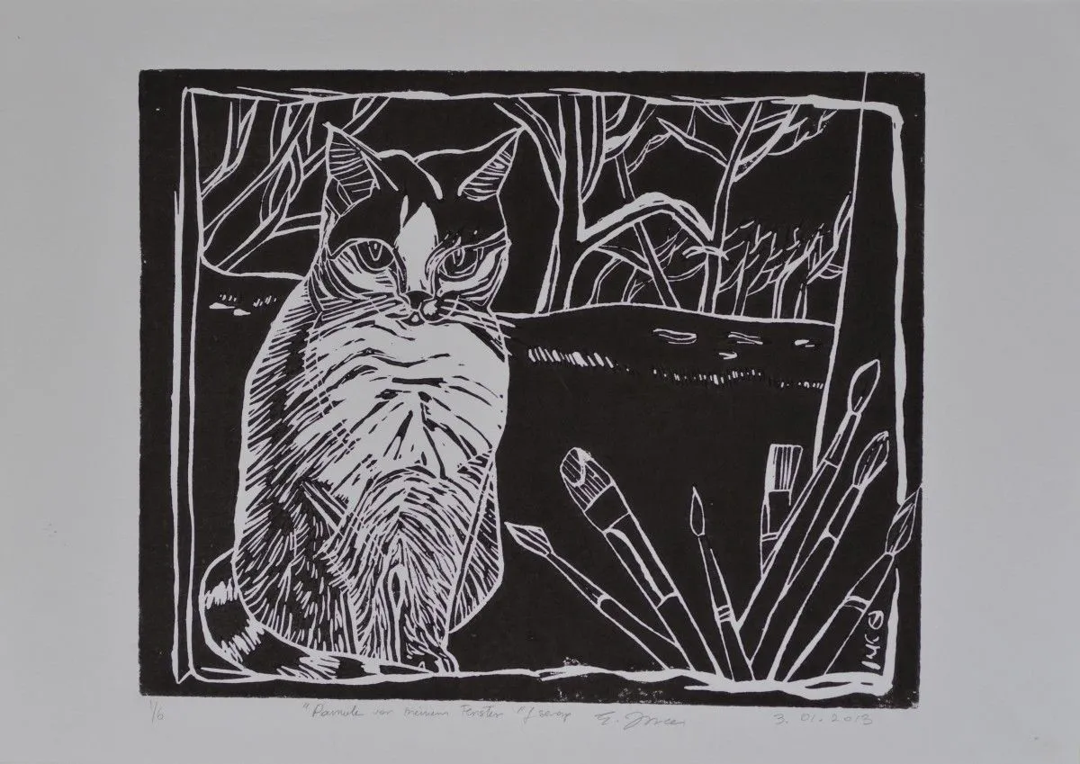 my little cat in front of the window, artwork by Ersin Lübbe-ince