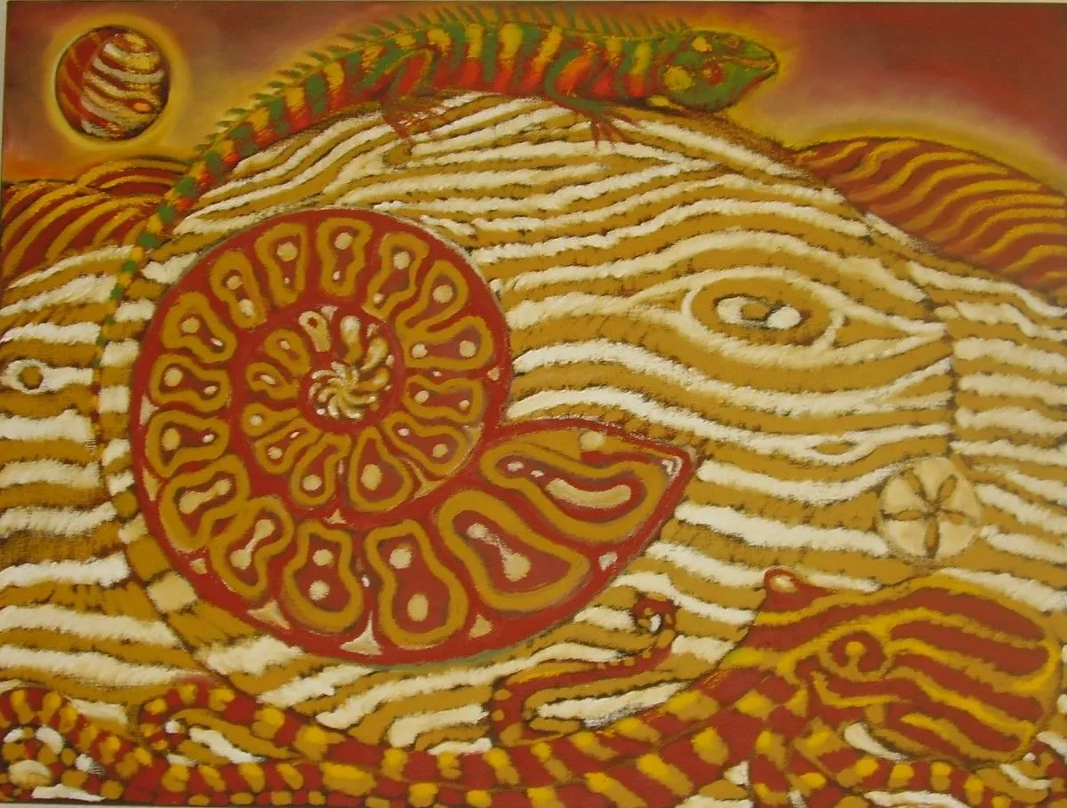 landscape with animals, artwork by philippe sentou