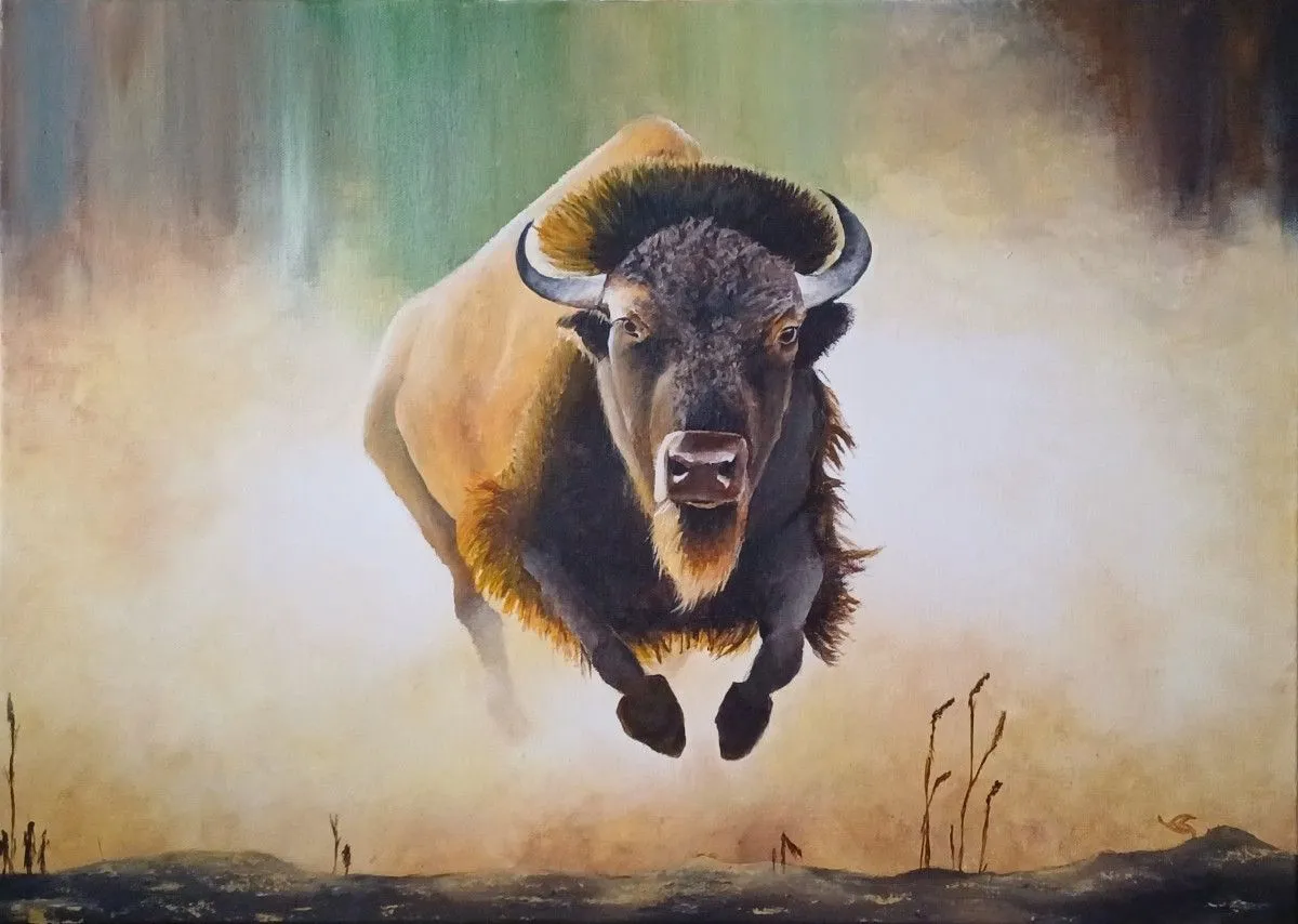 bison, artwork by gerard Goursolle