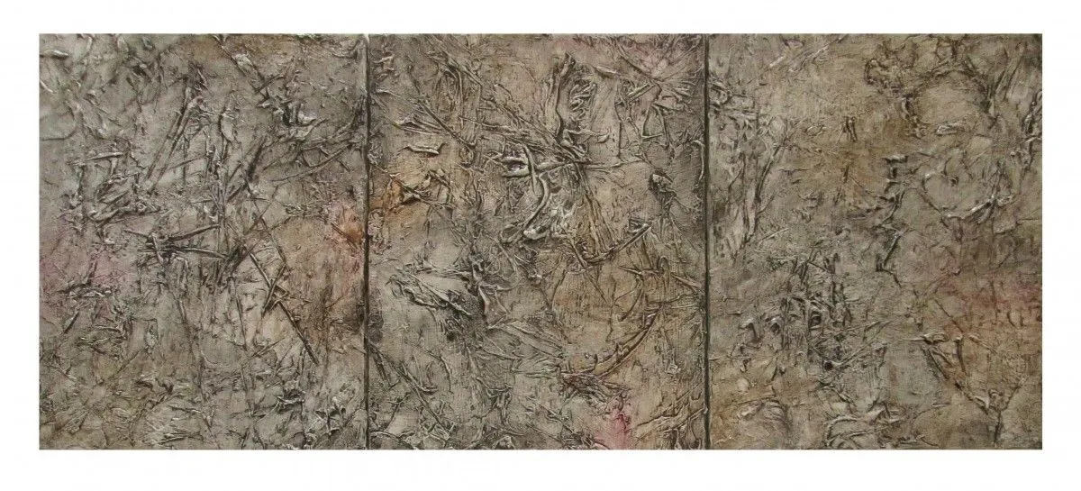Triptyque Fossiles / Triptych Fossils (SOLD / VENDU), artwork by Maryse Lapointe