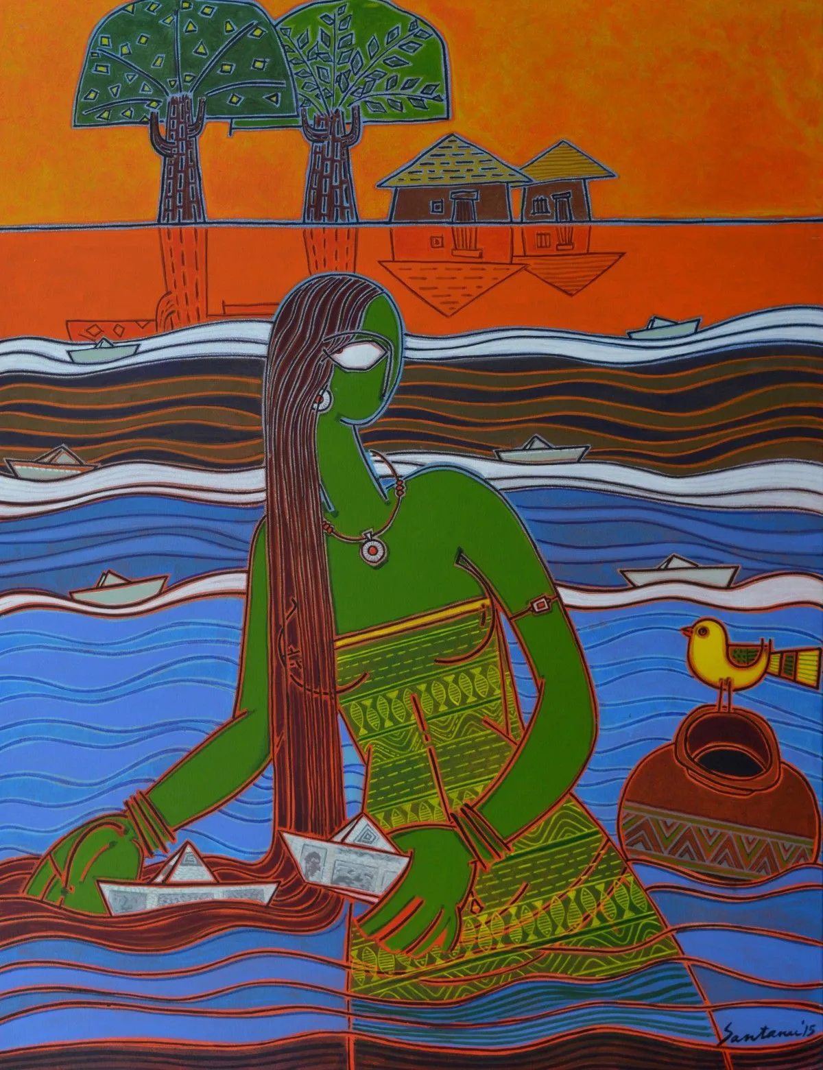 Boats, artwork by Santanu Nandan Dinda