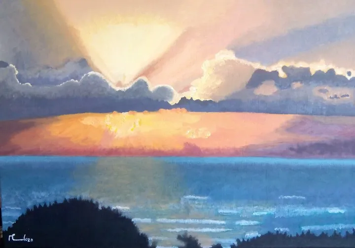 "Nascer do sol na Ponta do Ouro" Moçambique, œuvre de Margarida Cardozo