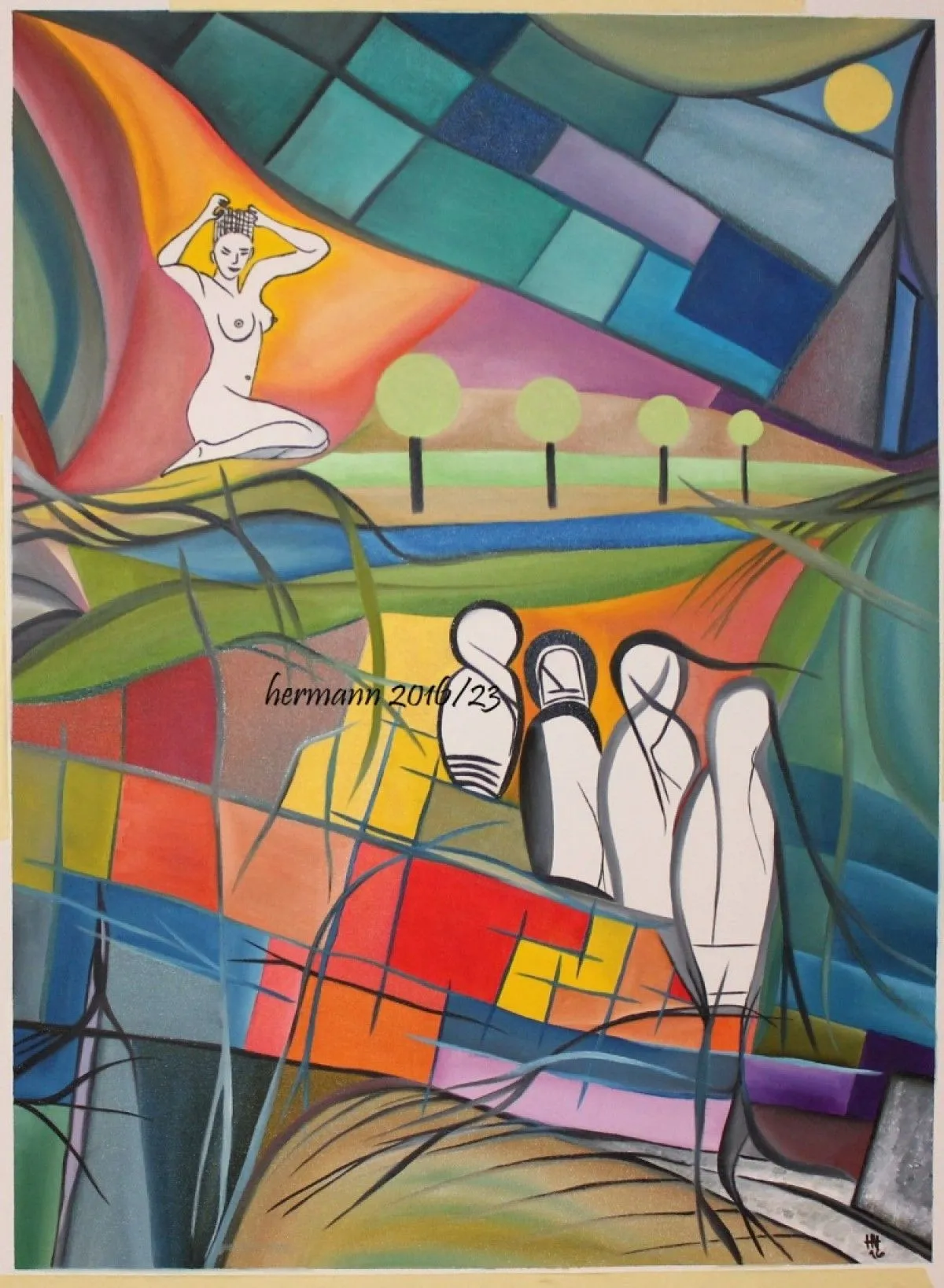 oil "Kegel & Schönheit", œuvre de Hansjörg Hermann