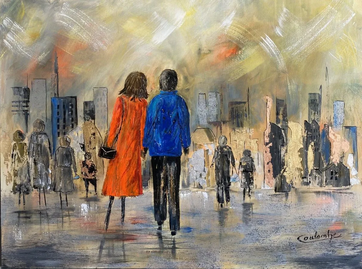 Seuls parmi la foule, artwork by Louizel Coulombe