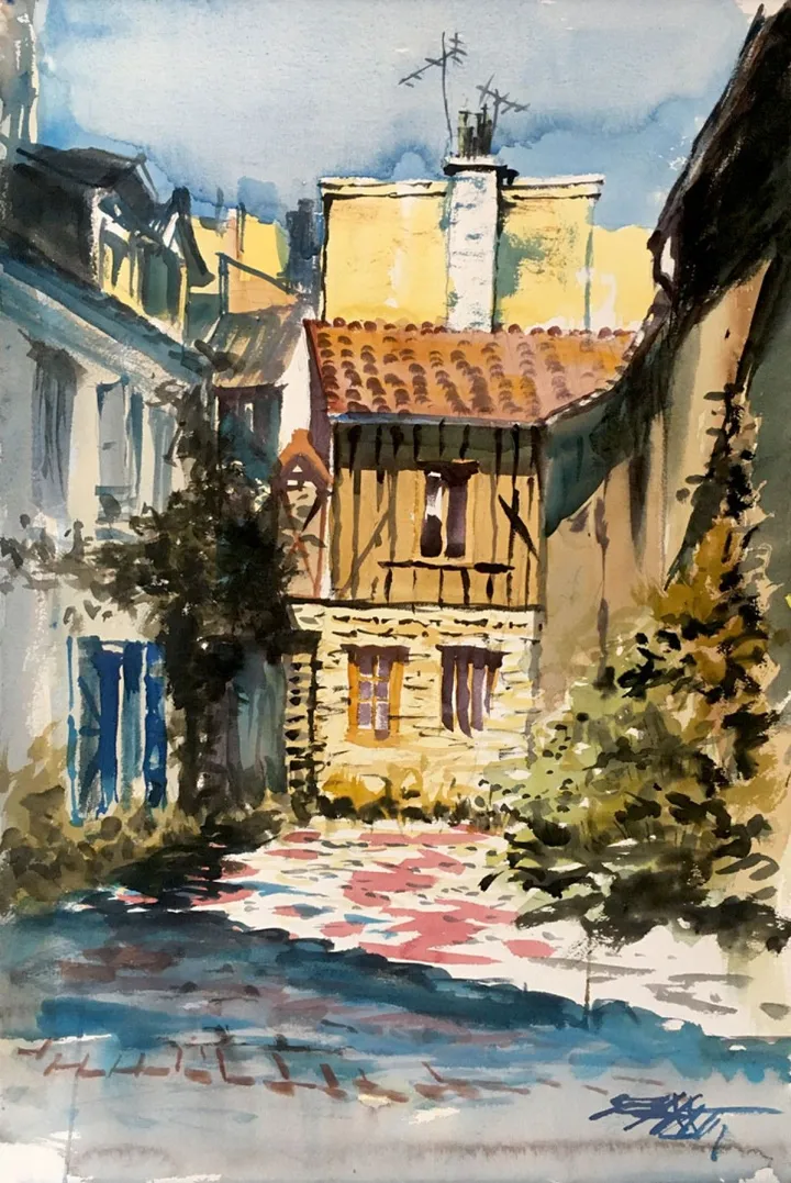 N°620 Viroflay village, œuvre de Alexandre DUMITRESCU