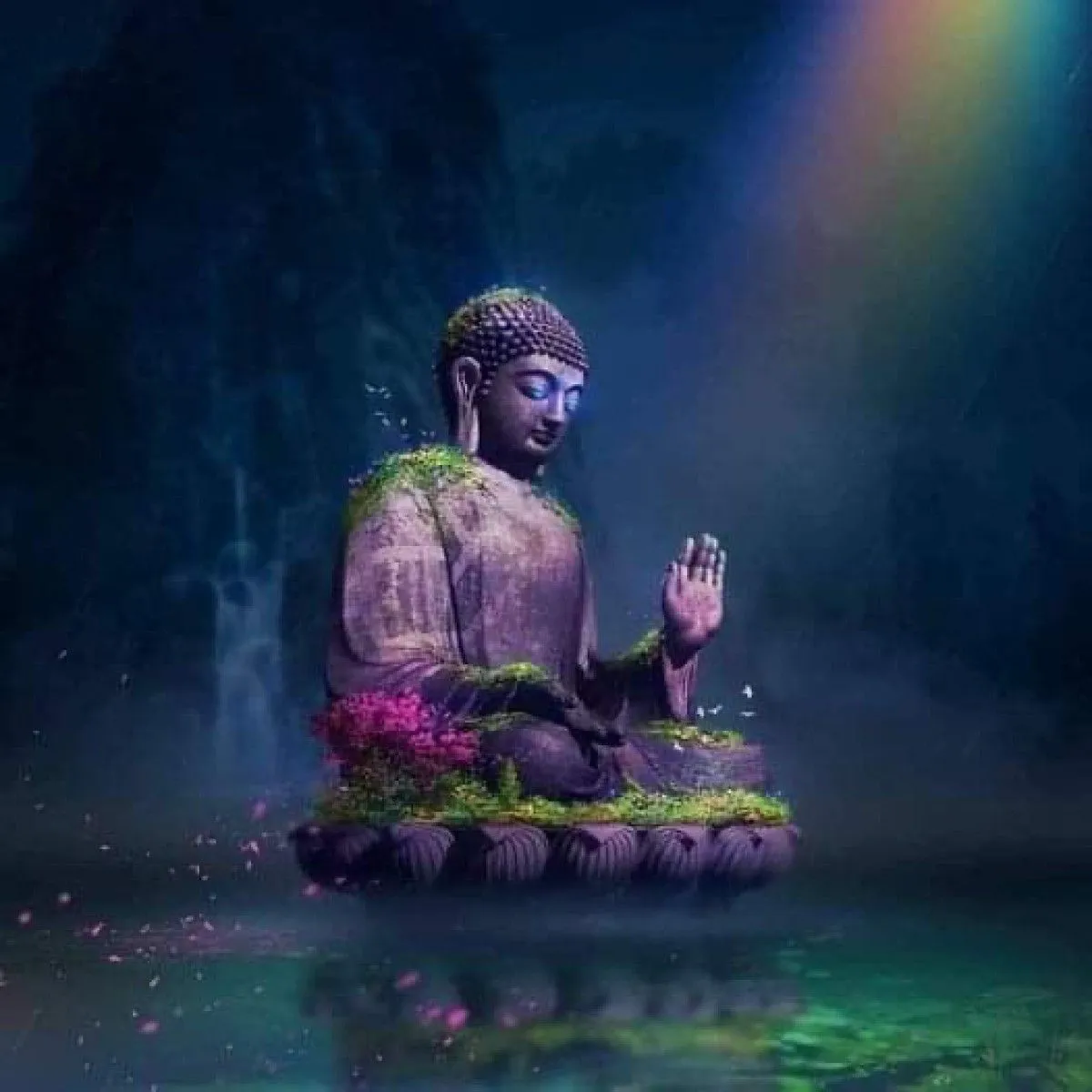 Buddha statue at the foot of the mountain, artwork by Teahu-Justice Shore