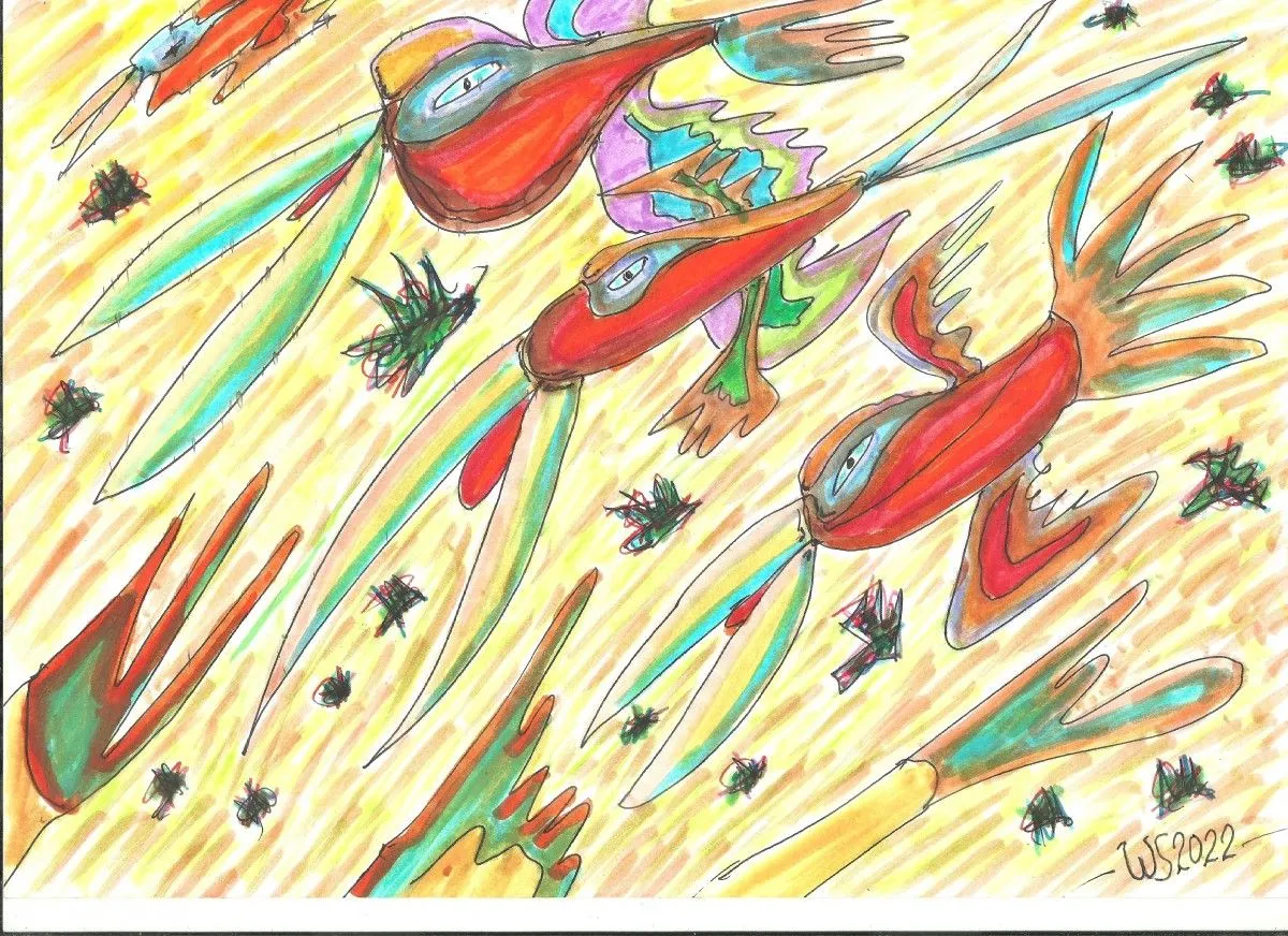 ataque dos pássaros bicudos, artwork by wilson SASSO