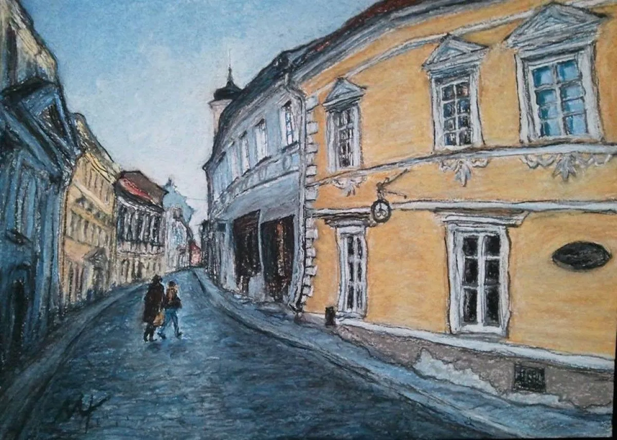 Vilnius, Dominikonu street, œuvre de Marina Tregubova