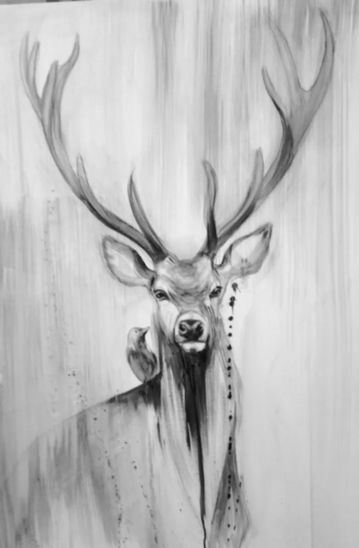 le cerf et l'oiseau, artwork by Nadine Gauthier