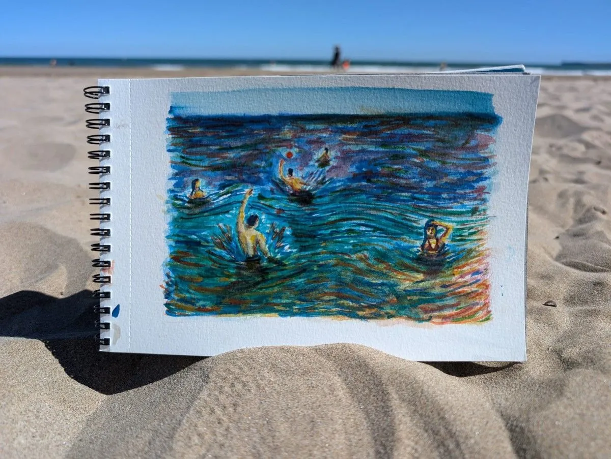 Playa Malvarrosa (Juego de pelota), œuvre de Aziel Barrientos