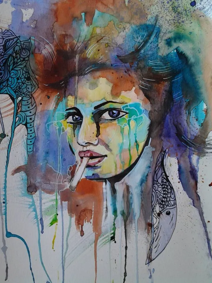 femme qui fume, œuvre de Mélanie Raux