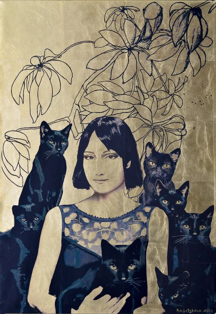Contemporary print "Seven Black Cats", artwork by Nataliya Bagatskaya