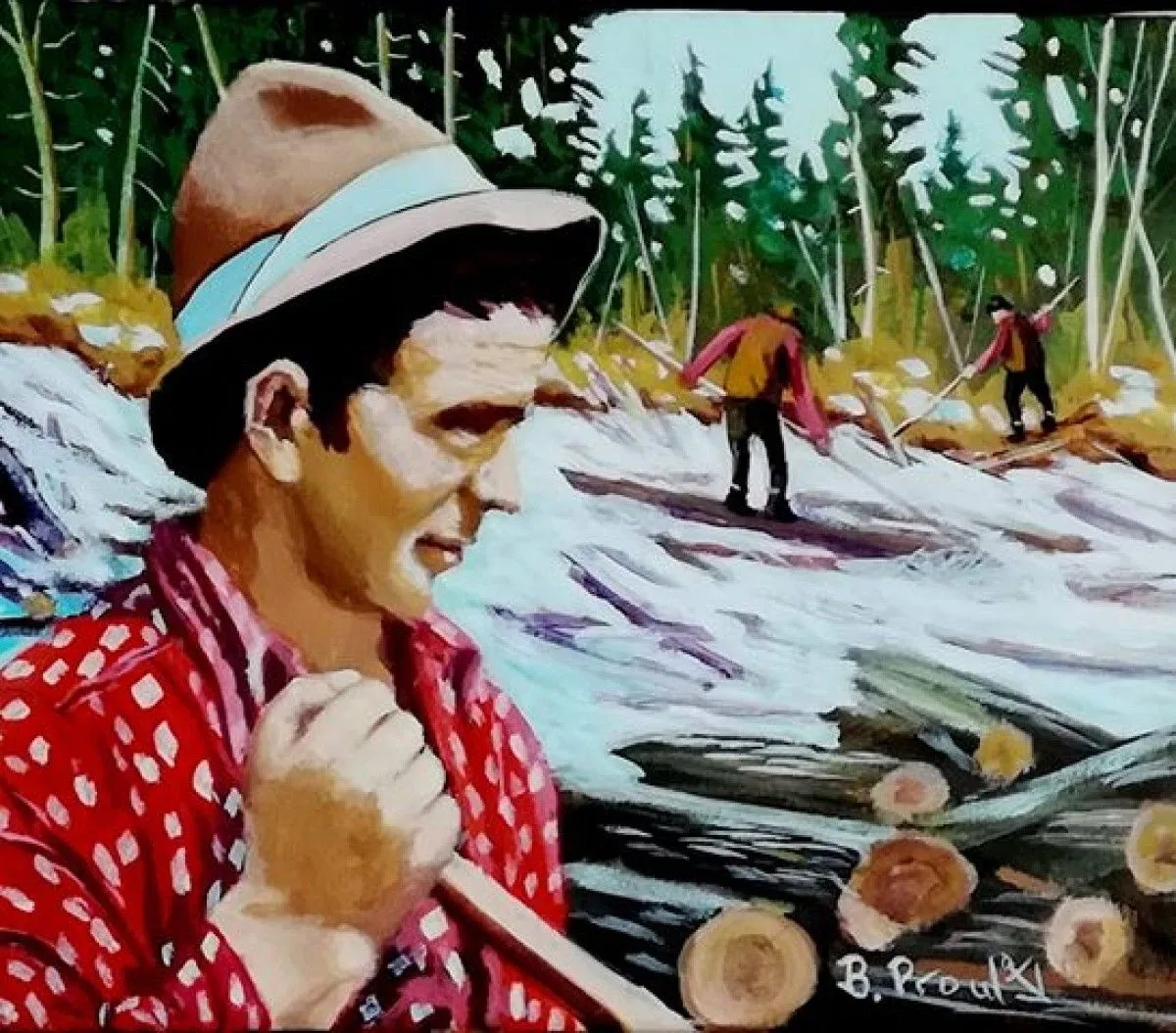 Le jeune draveur (d'après une photo d'archives«), artwork by Bernard Proulx