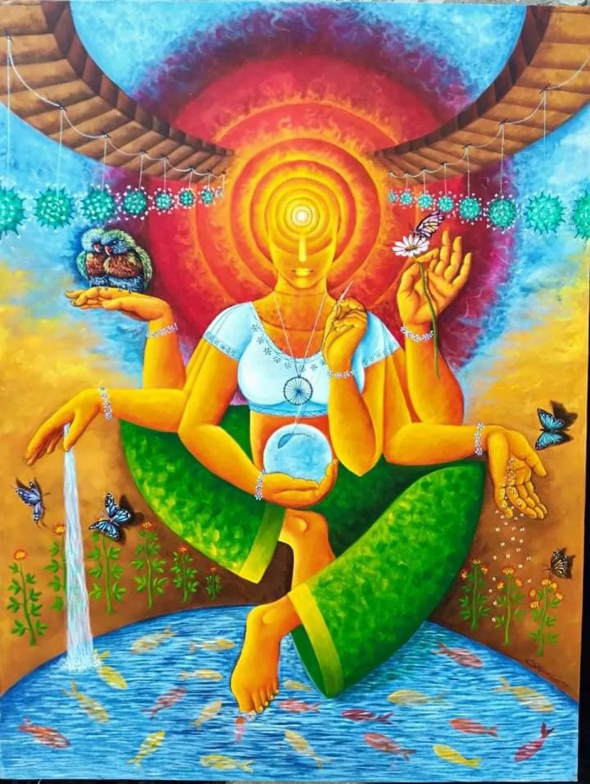 corona and nature, artwork by Art by vipin