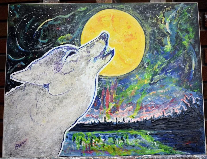 I sing to the moon, artwork by Denis Roucau