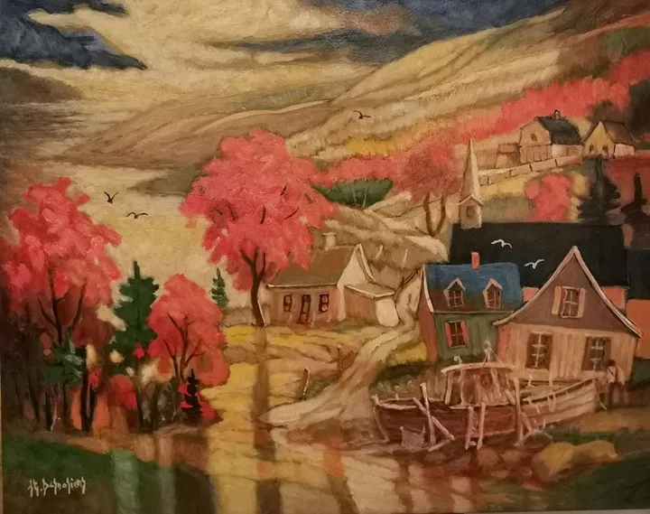 En cale sèche (Charlevoix), œuvre de Jean-Guy Desrosiers