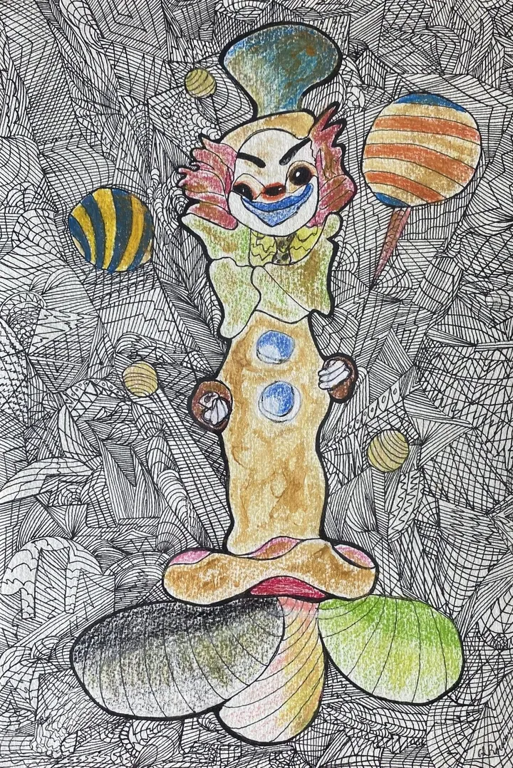 Floating Clown, artwork by Denis Roucau