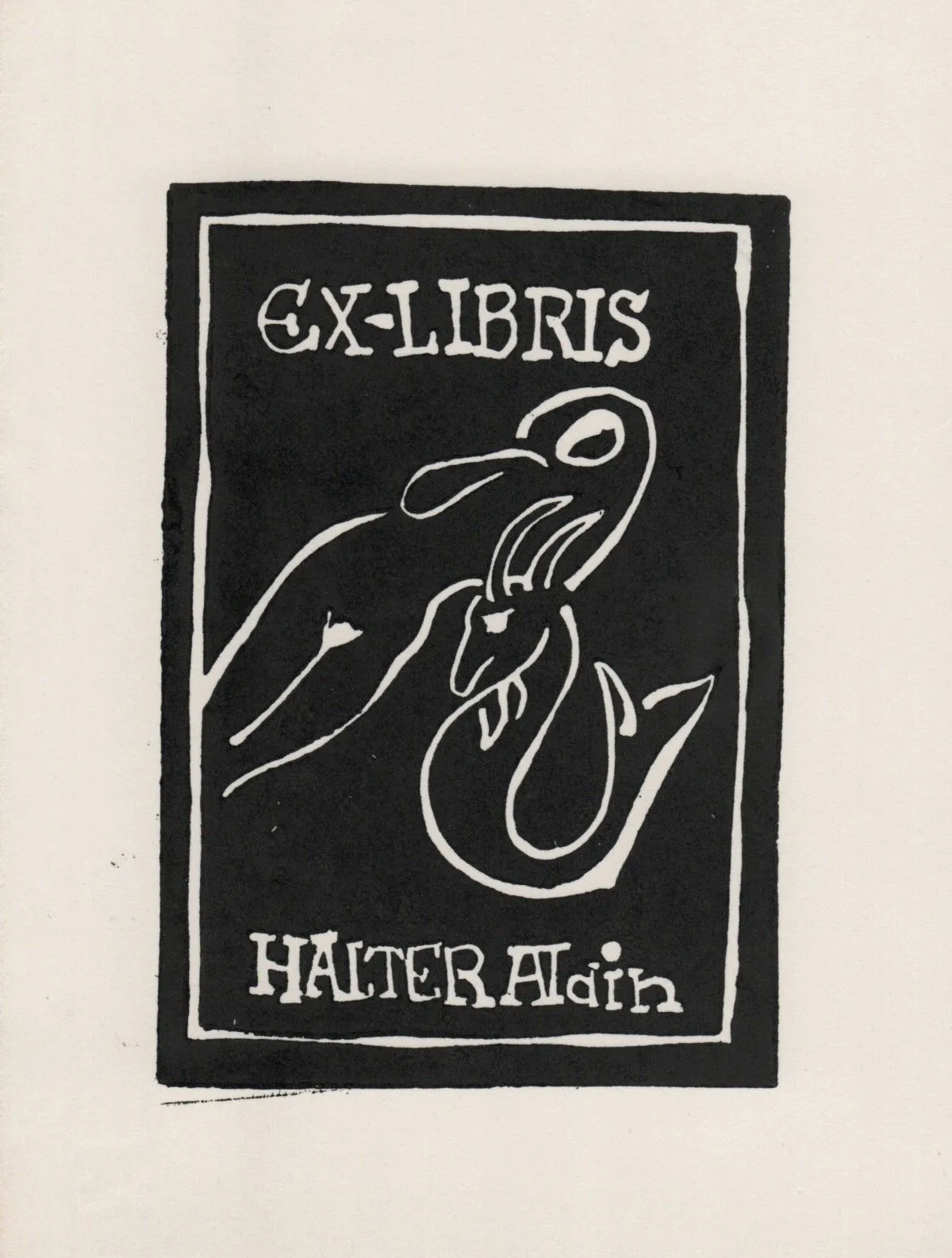 Ex-libris H.A., artwork by Alain HALTER