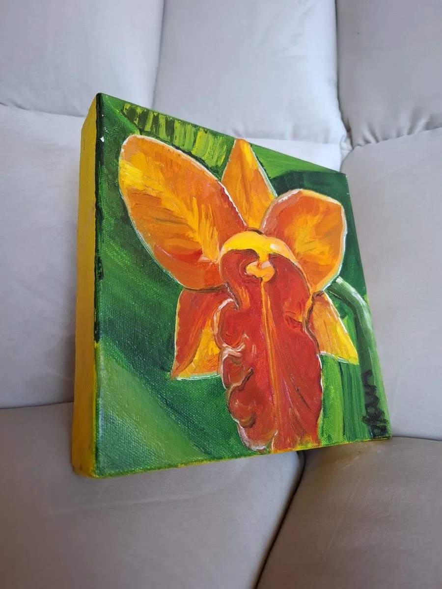 Yellow orchid, artwork by Ligia Moya